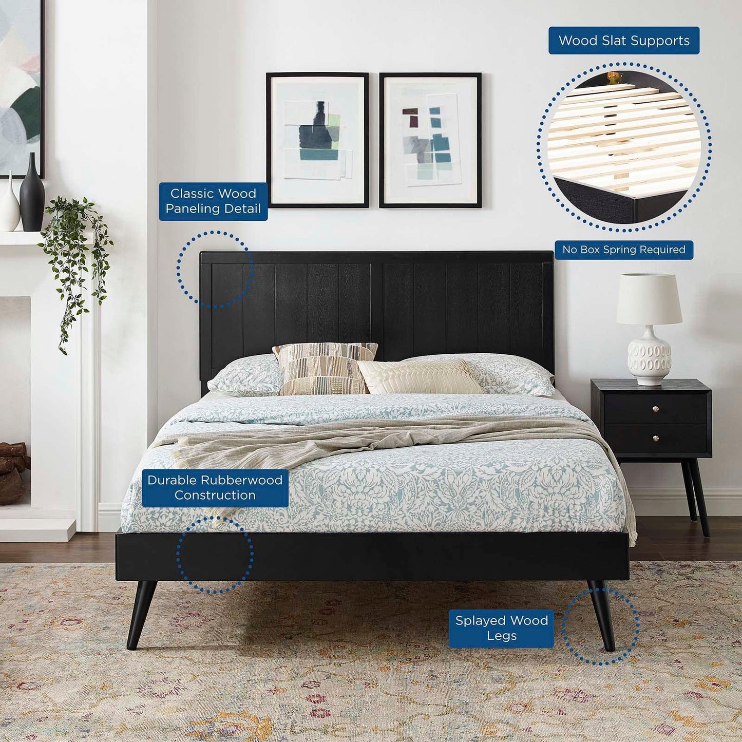 Modway Alana Queen Wood Platform Bed With Splayed Legs FredCo