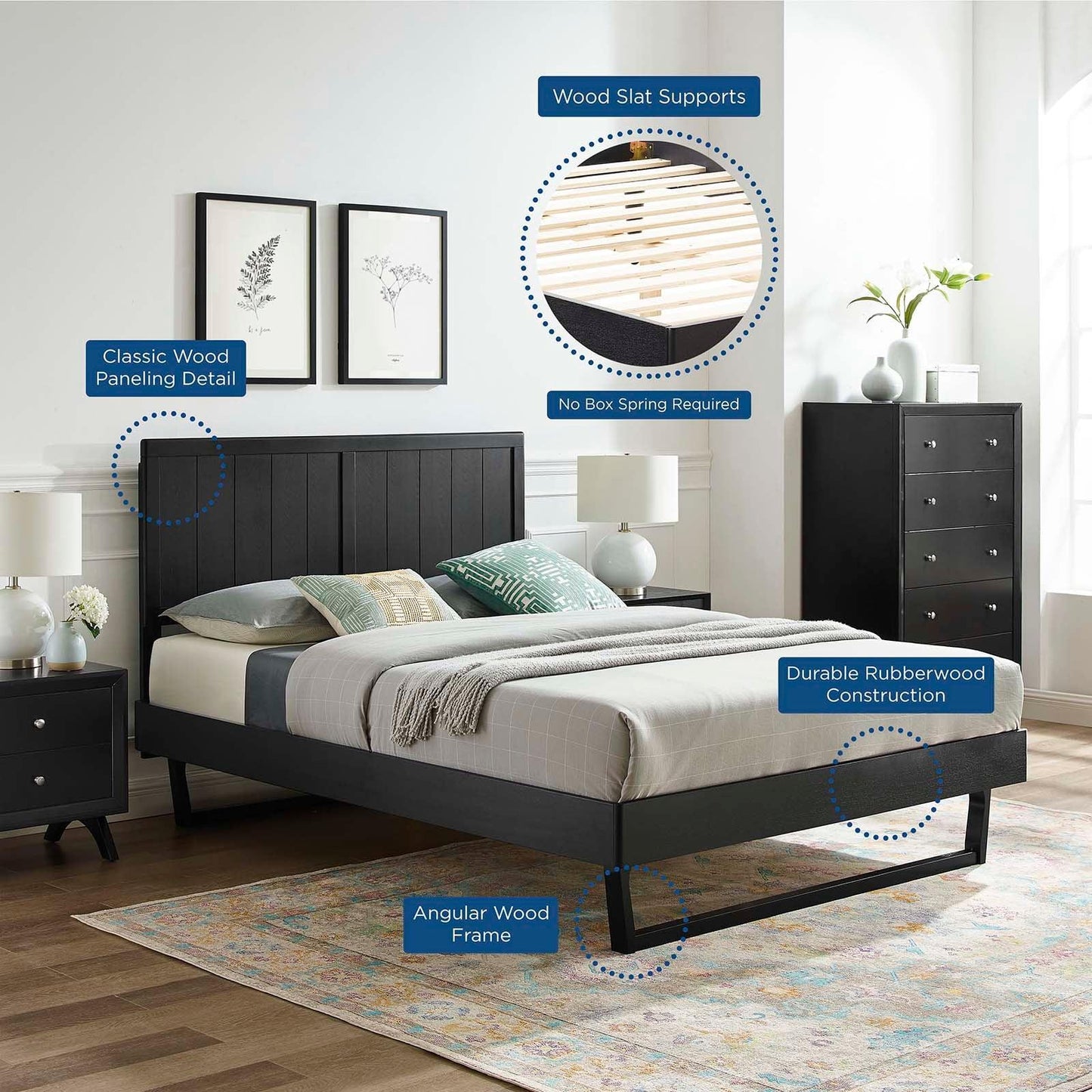 Modway Alana Twin Wood Platform Bed With Angular Frame FredCo