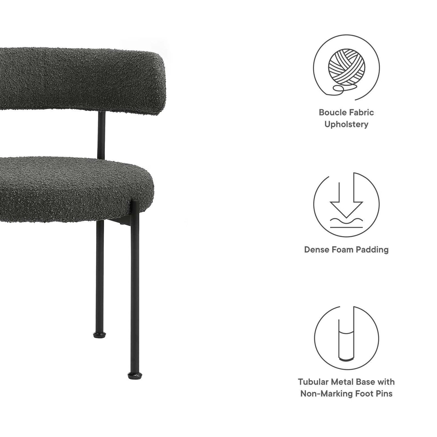 Modway Albie Boucle Fabric Dining Chairs - Set of 2, EEI-6516 FredCo