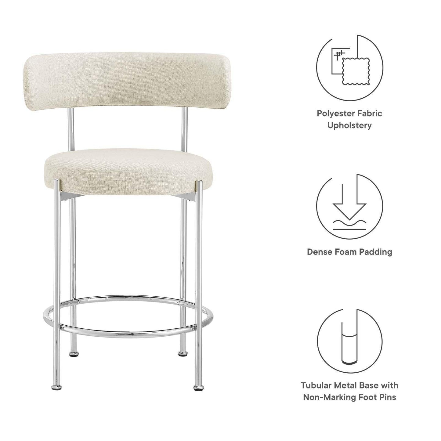 Modway Albie Fabric Counter Stools - Set of 2, EEI-6519 FredCo