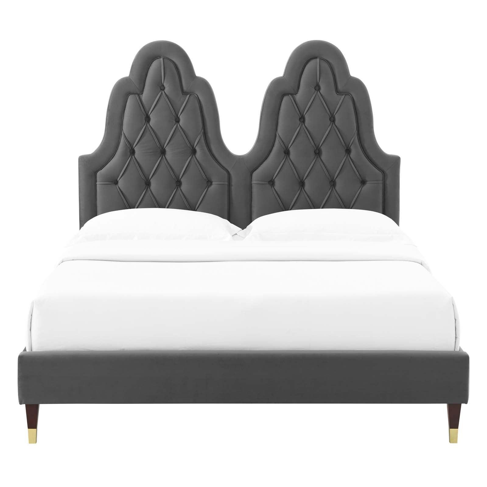 Modway Alexandria Tufted Performance Velvet Twin Platform Bed FredCo