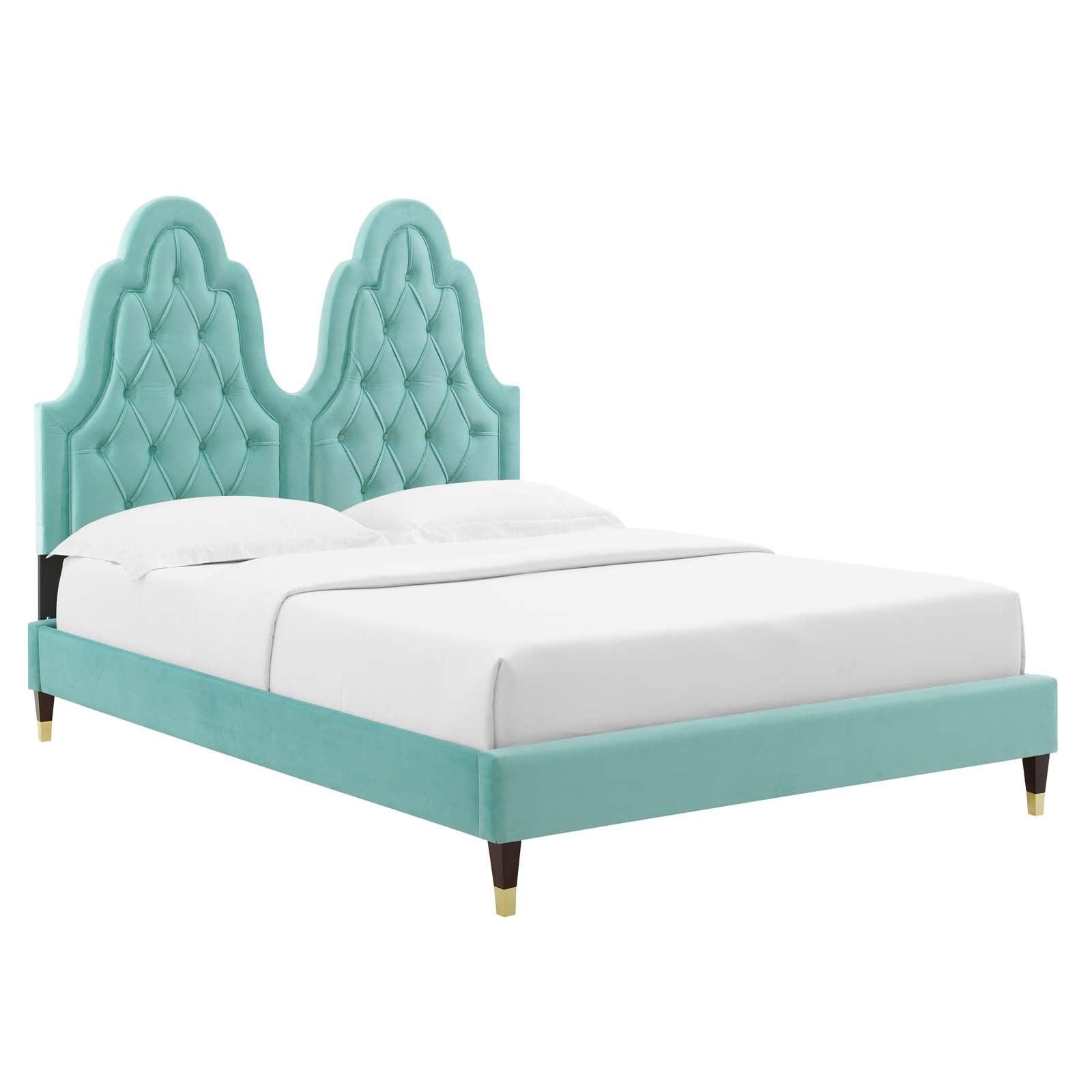 Modway Alexandria Tufted Performance Velvet Twin Platform Bed FredCo