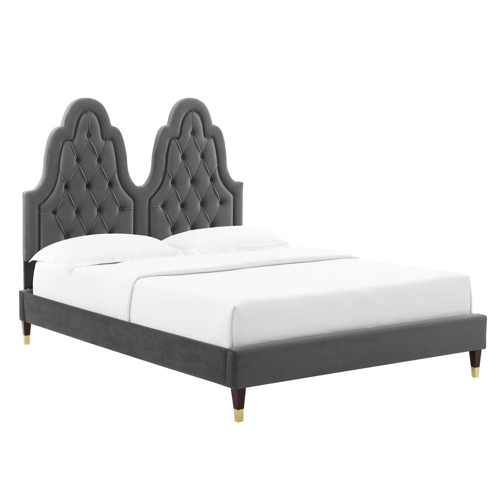 Modway Alexandria Tufted Performance Velvet Twin Platform Bed FredCo