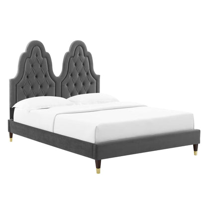 Modway Alexandria Tufted Performance Velvet Twin Platform Bed FredCo