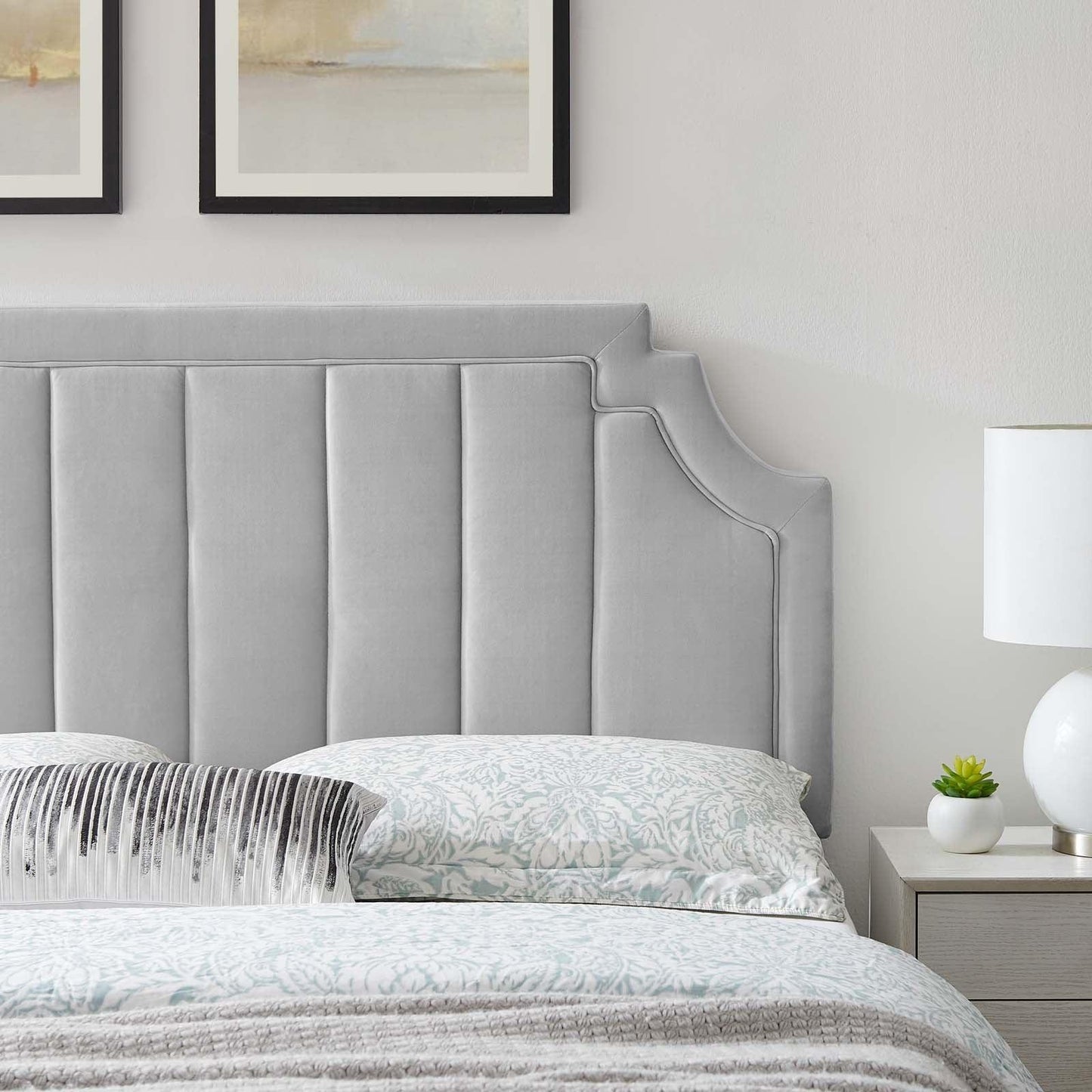 Modway Alyona Channel Tufted Performance Velvet Twin Headboard FredCo