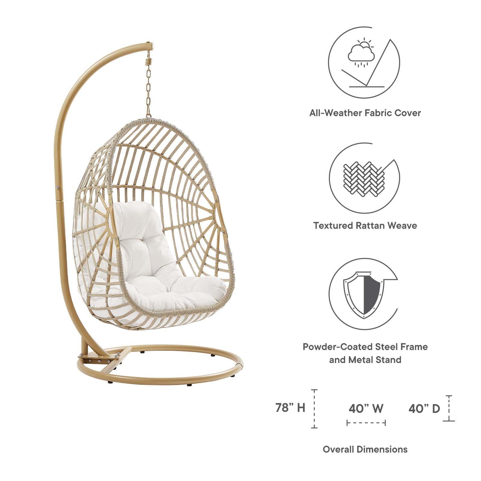 Modway Amalie Wicker Rattan Outdoor Patio Rattan Swing Chair FredCo
