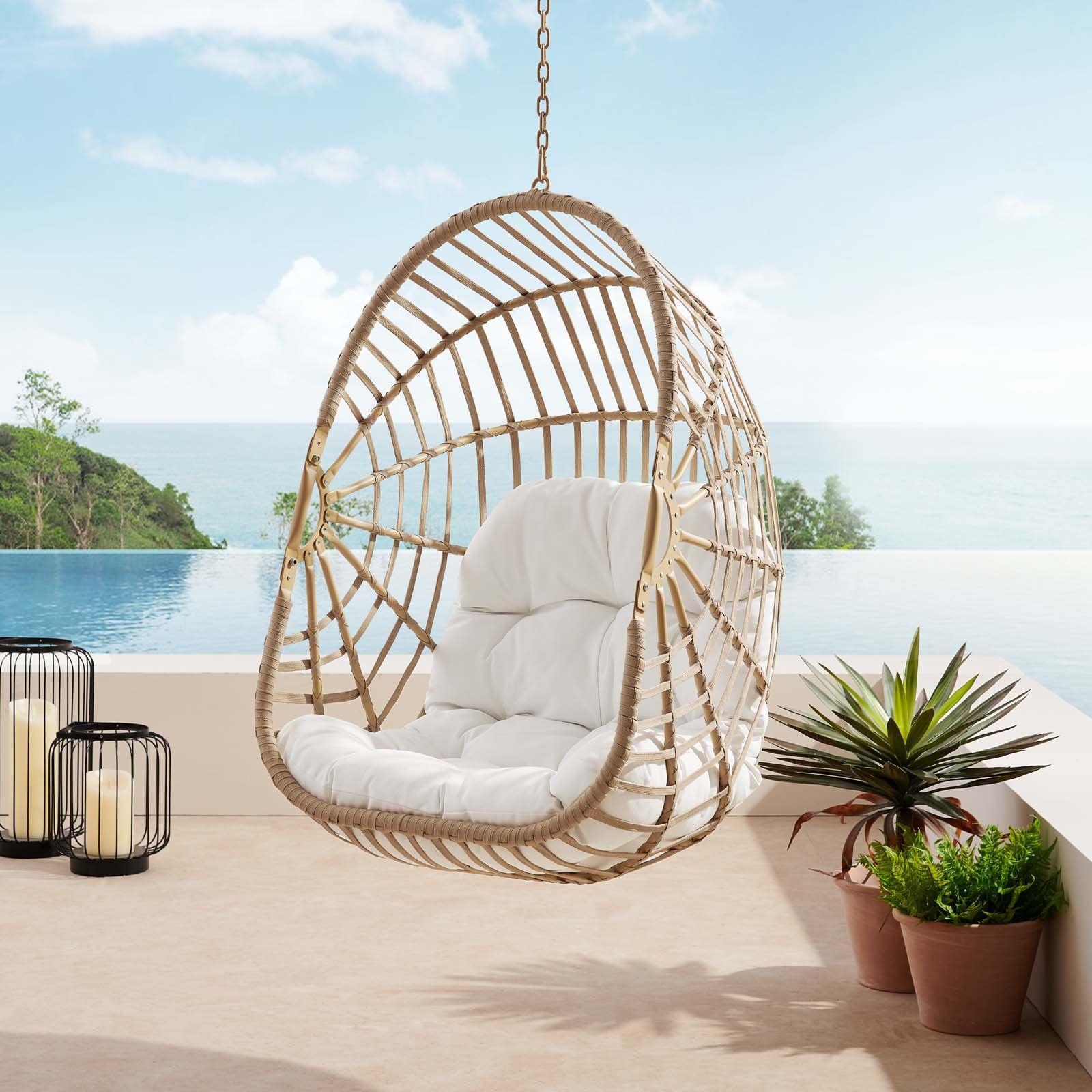 Modway Amalie Wicker Rattan Outdoor Patio Rattan Swing Chair without Stand FredCo