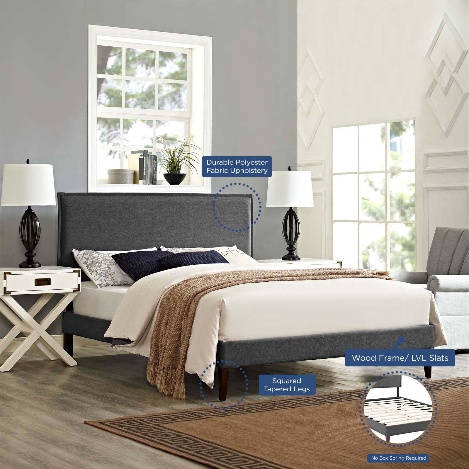 Modway Amaris Full Fabric Platform Bed with Squared Tapered Legs FredCo