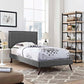 Modway Amaris Twin Fabric Platform Bed with Round Splayed Legs FredCo