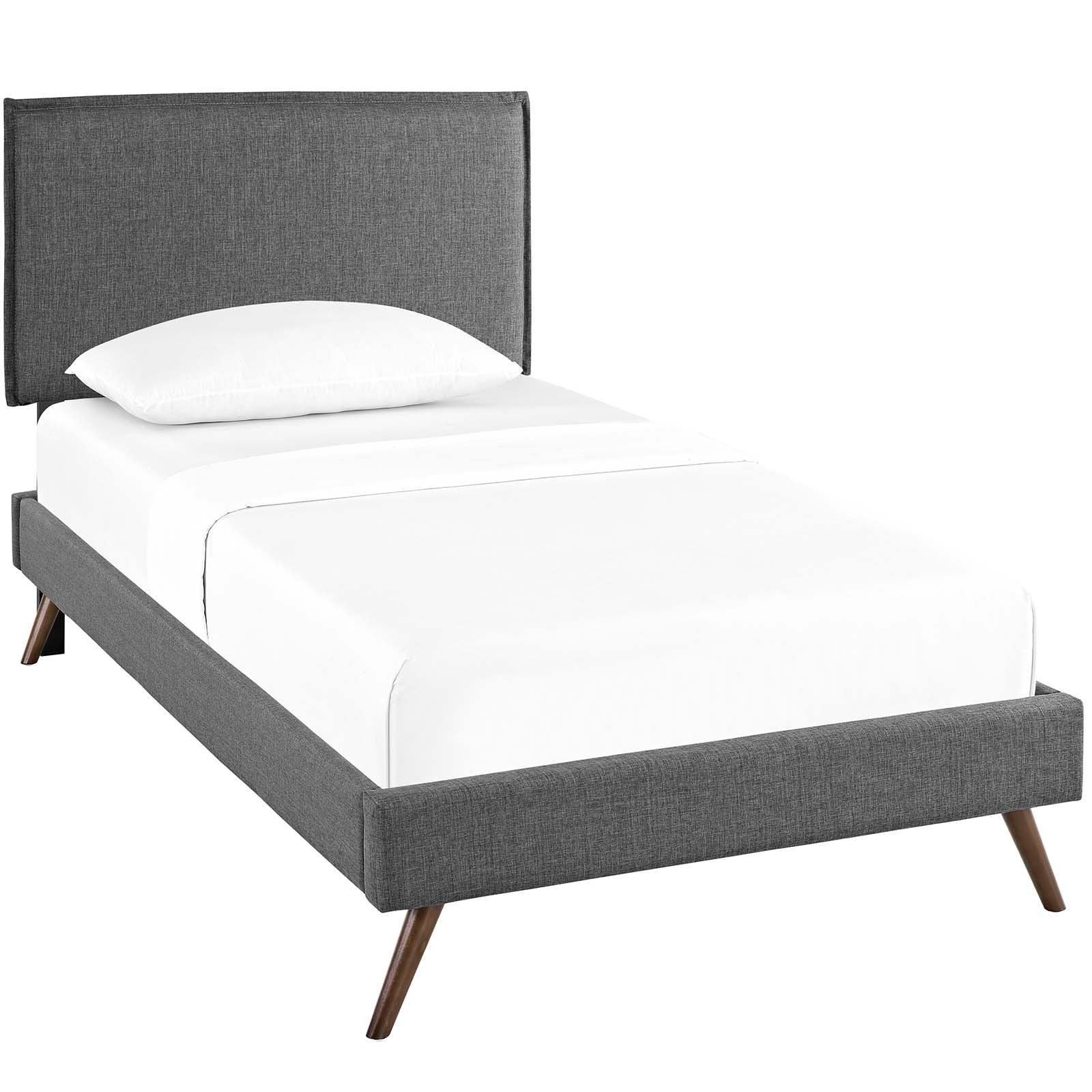 Modway Amaris Twin Fabric Platform Bed with Round Splayed Legs FredCo