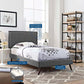 Modway Amaris Twin Fabric Platform Bed with Round Splayed Legs FredCo