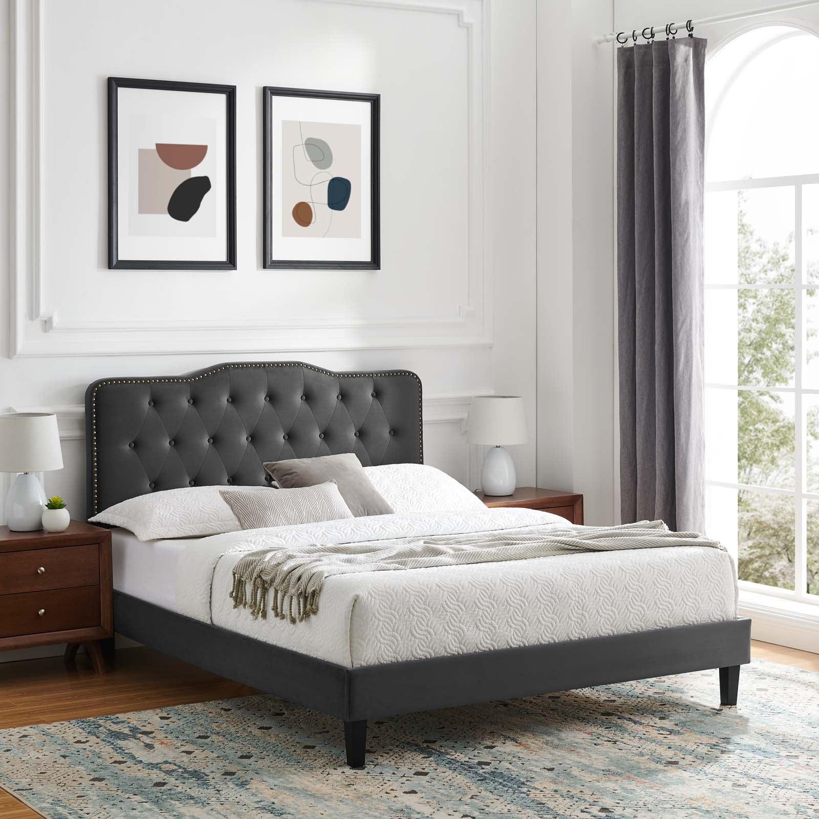 Modway Amber Tufted Performance Velvet King Platform Bed FredCo