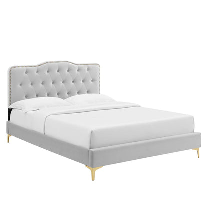 Modway Amber Tufted Performance Velvet Twin Platform Bed FredCo
