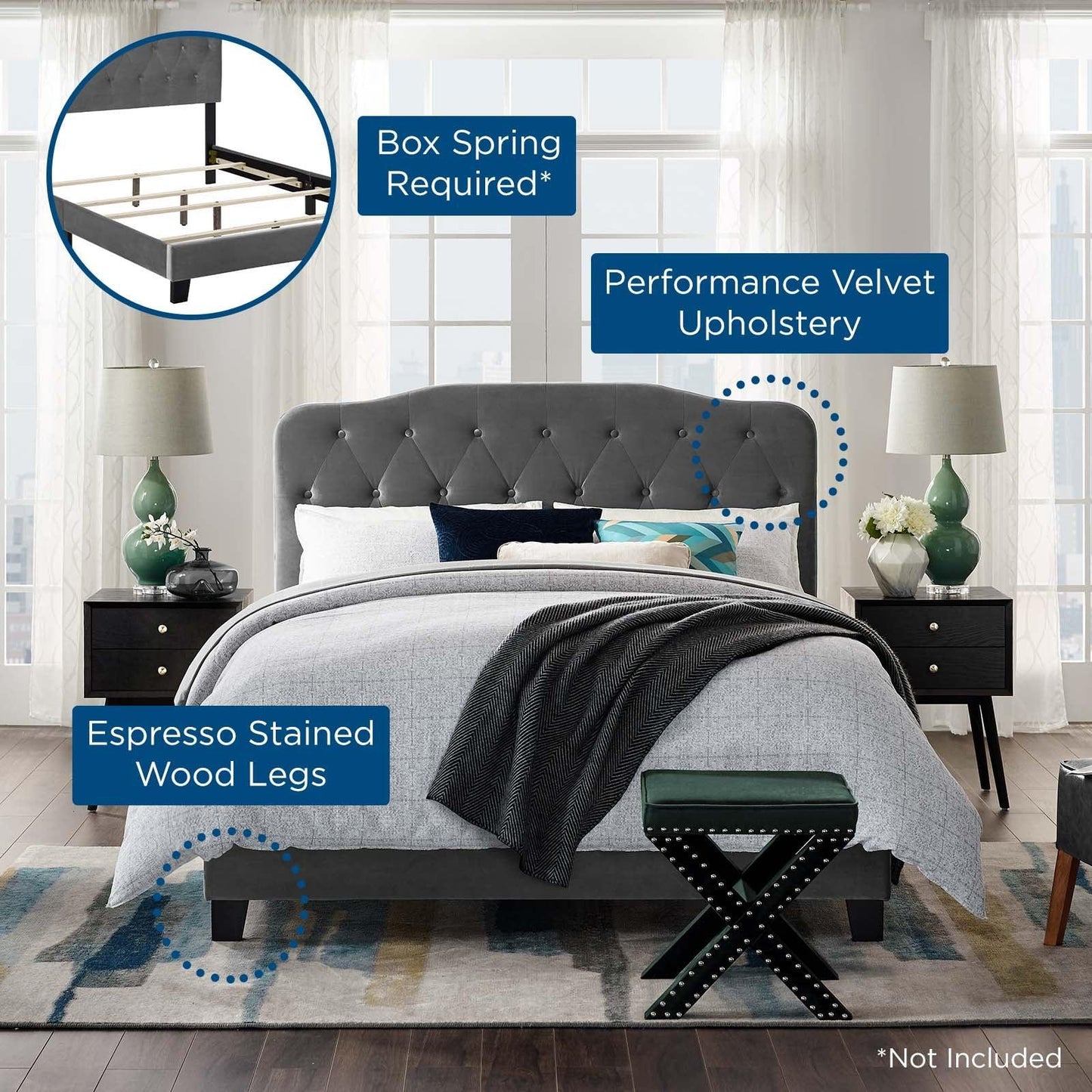 Modway Amelia Full Performance Velvet Bed FredCo