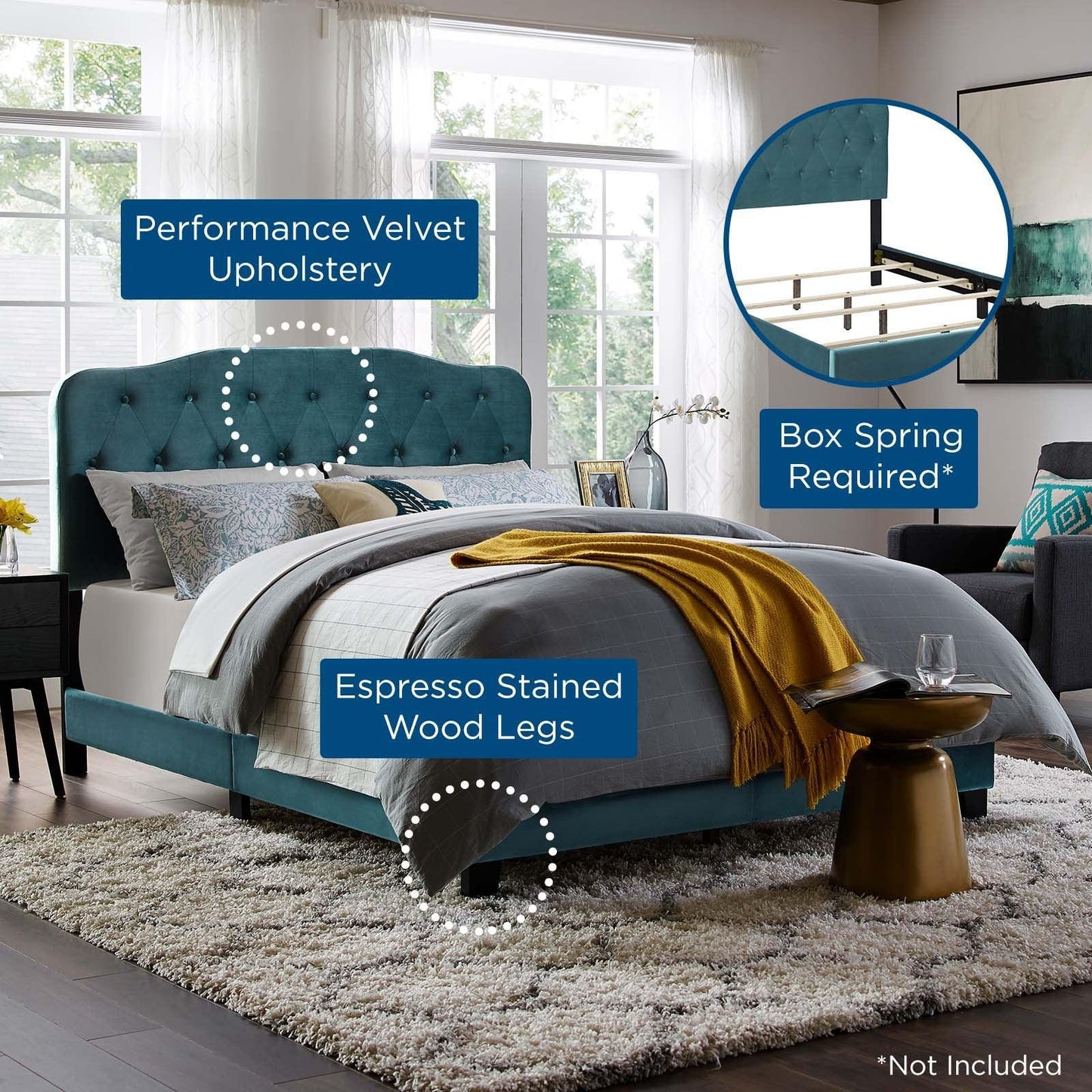 Modway Amelia Twin Performance Velvet Bed FredCo