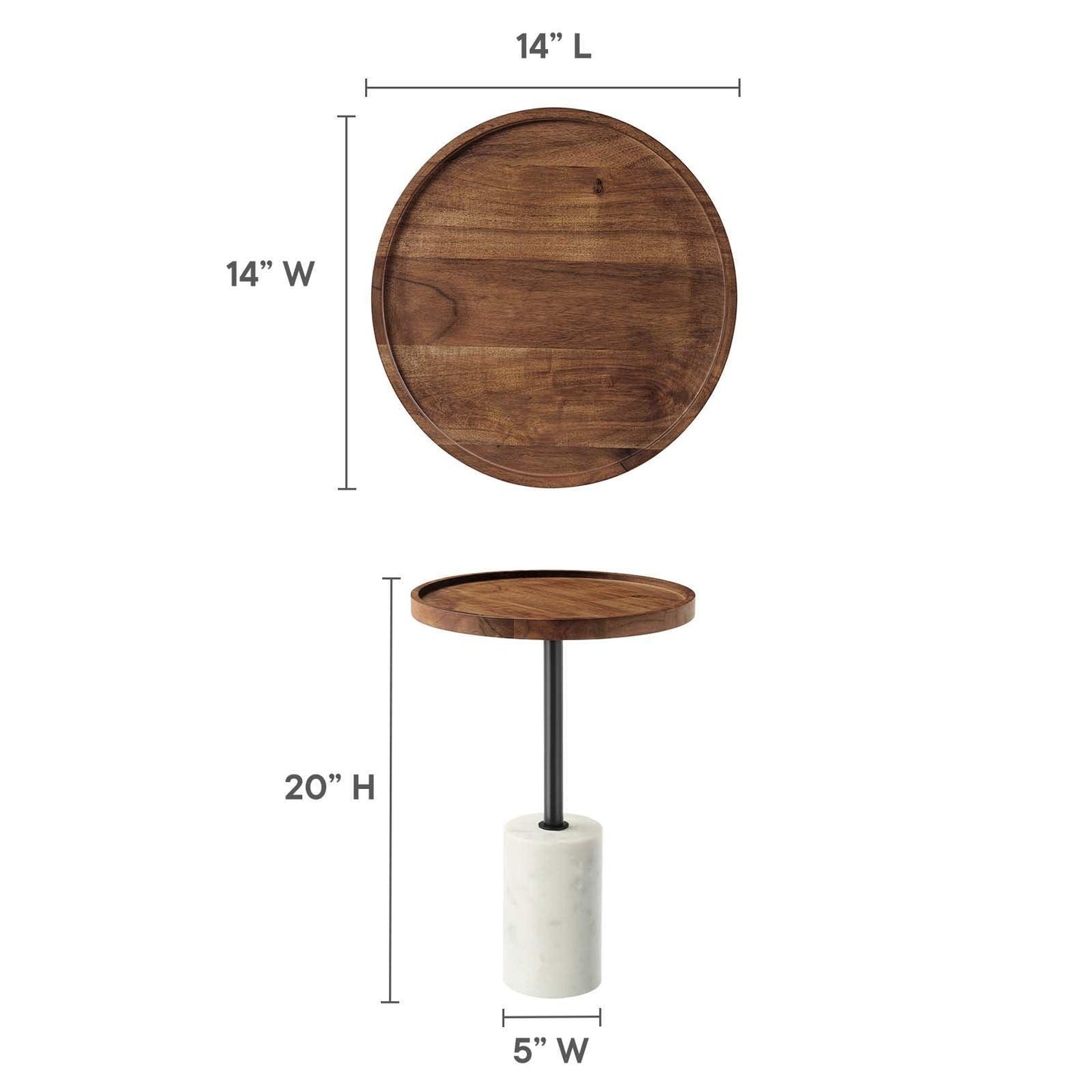 Modway Amina Round Acacia Wood Side Table FredCo