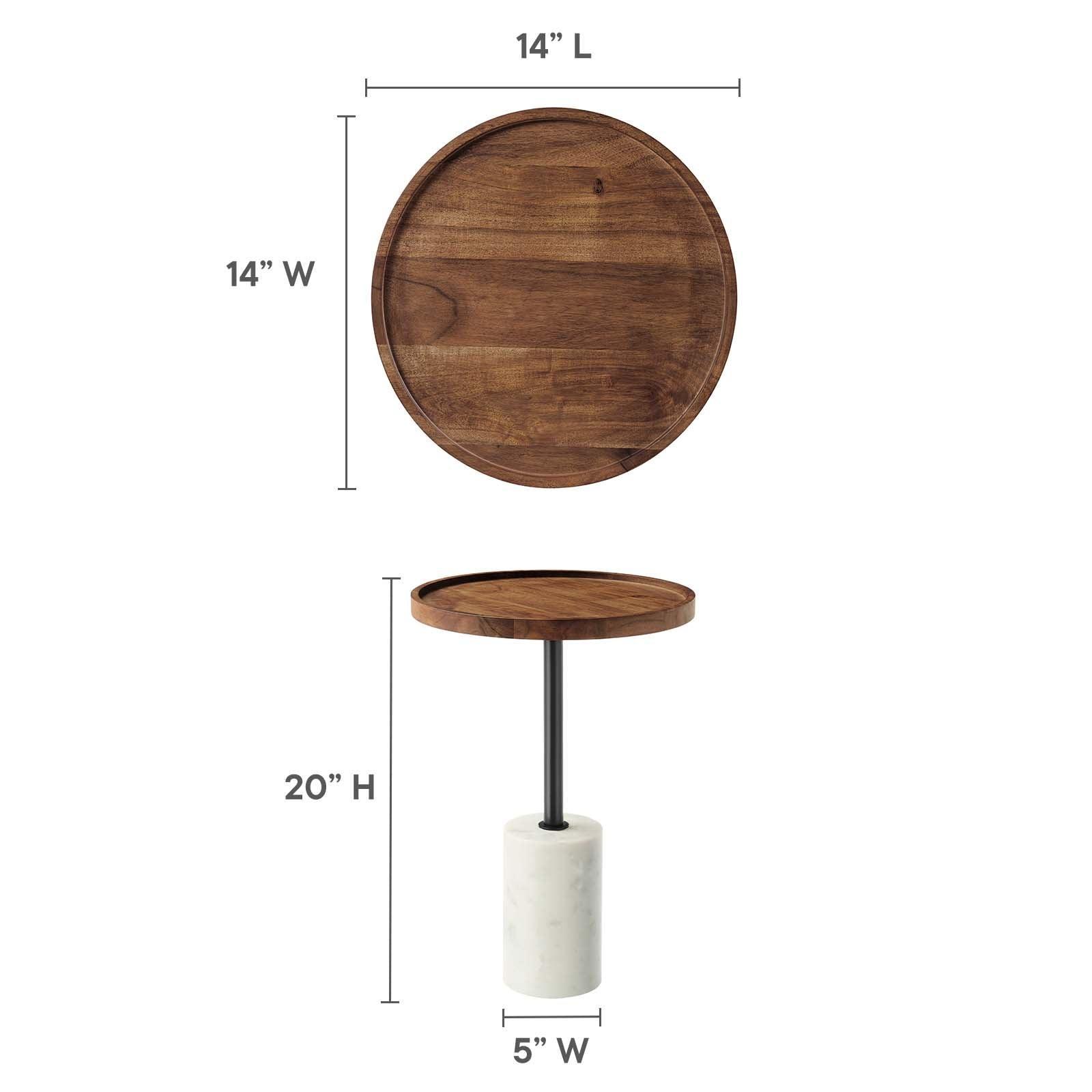Modway Amina Round Acacia Wood Side Table FredCo