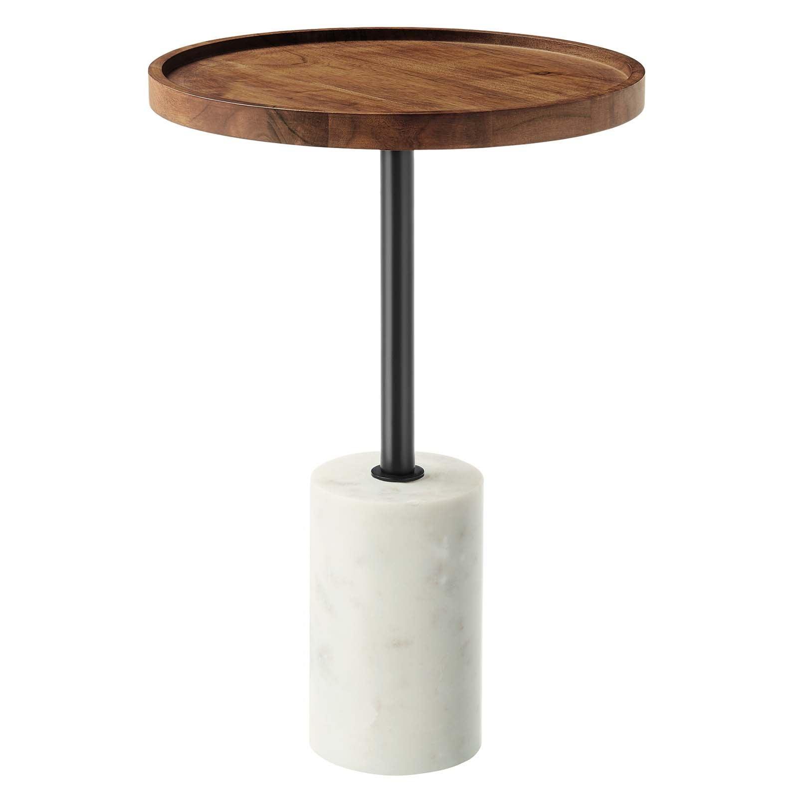 Modway Amina Round Acacia Wood Side Table FredCo