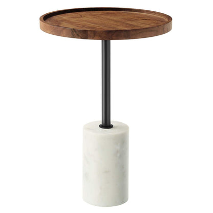 Modway Amina Round Acacia Wood Side Table FredCo