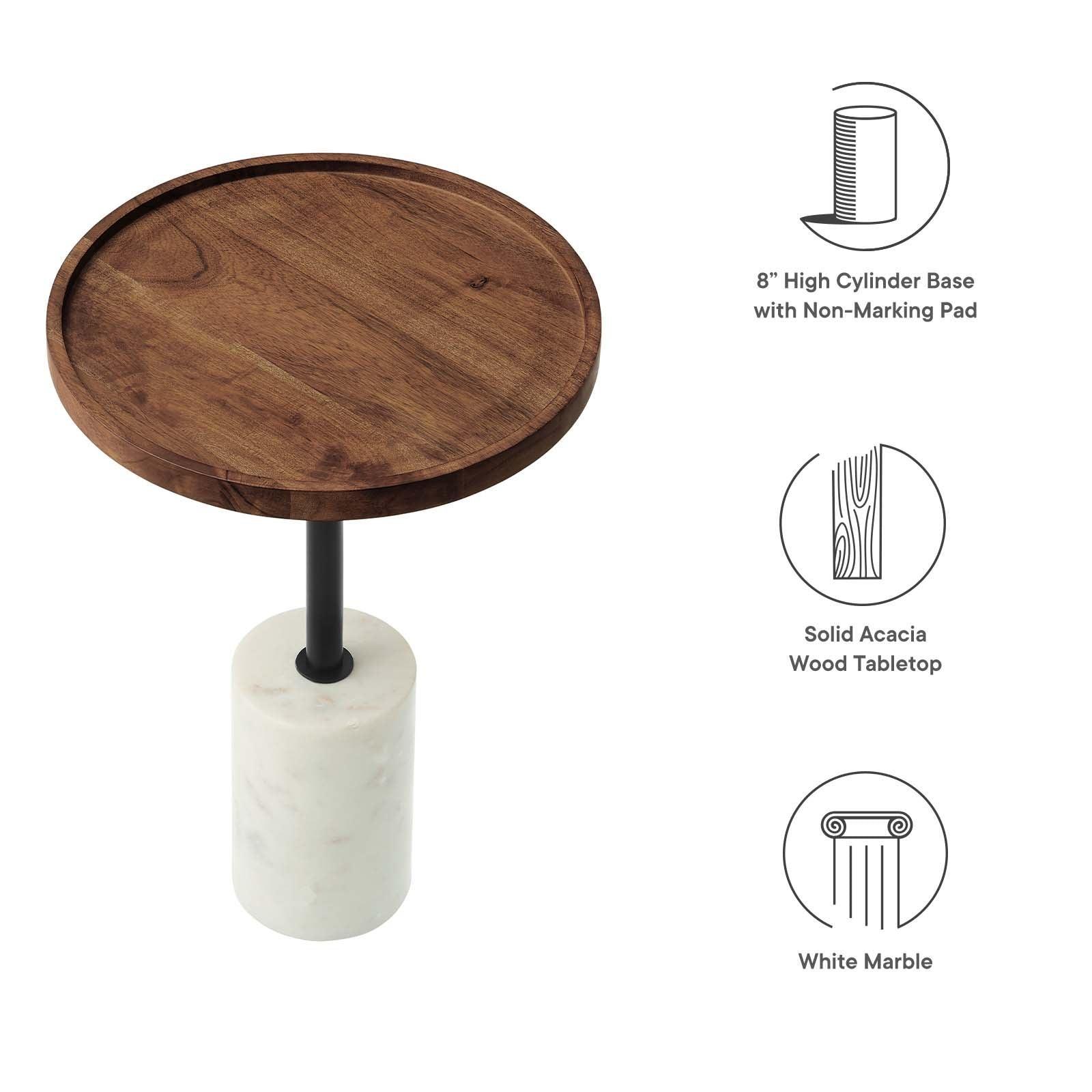 Modway Amina Round Acacia Wood Side Table FredCo
