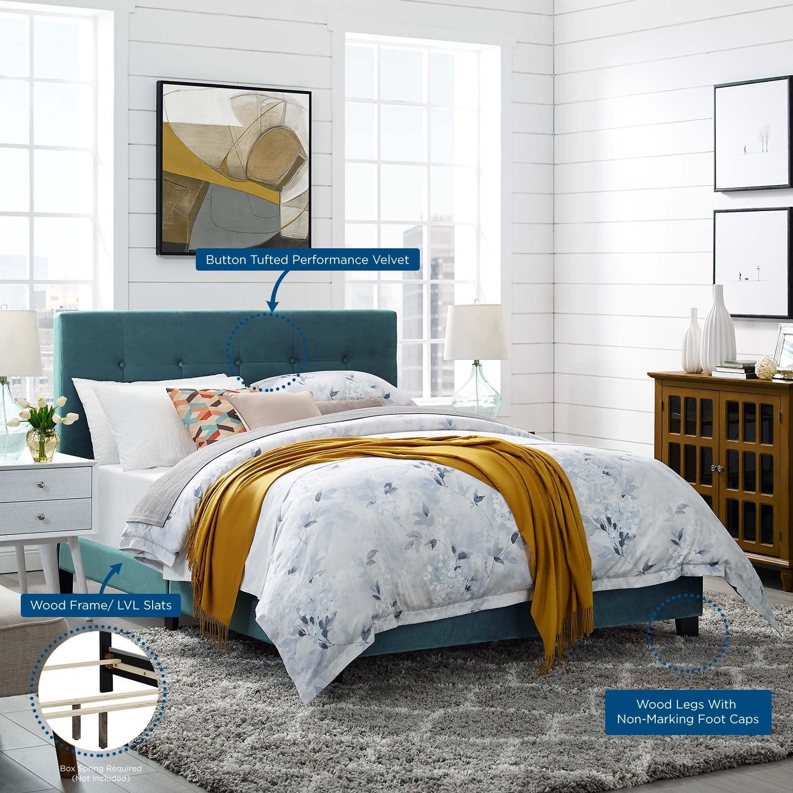 Modway Amira Queen Performance Velvet Bed FredCo