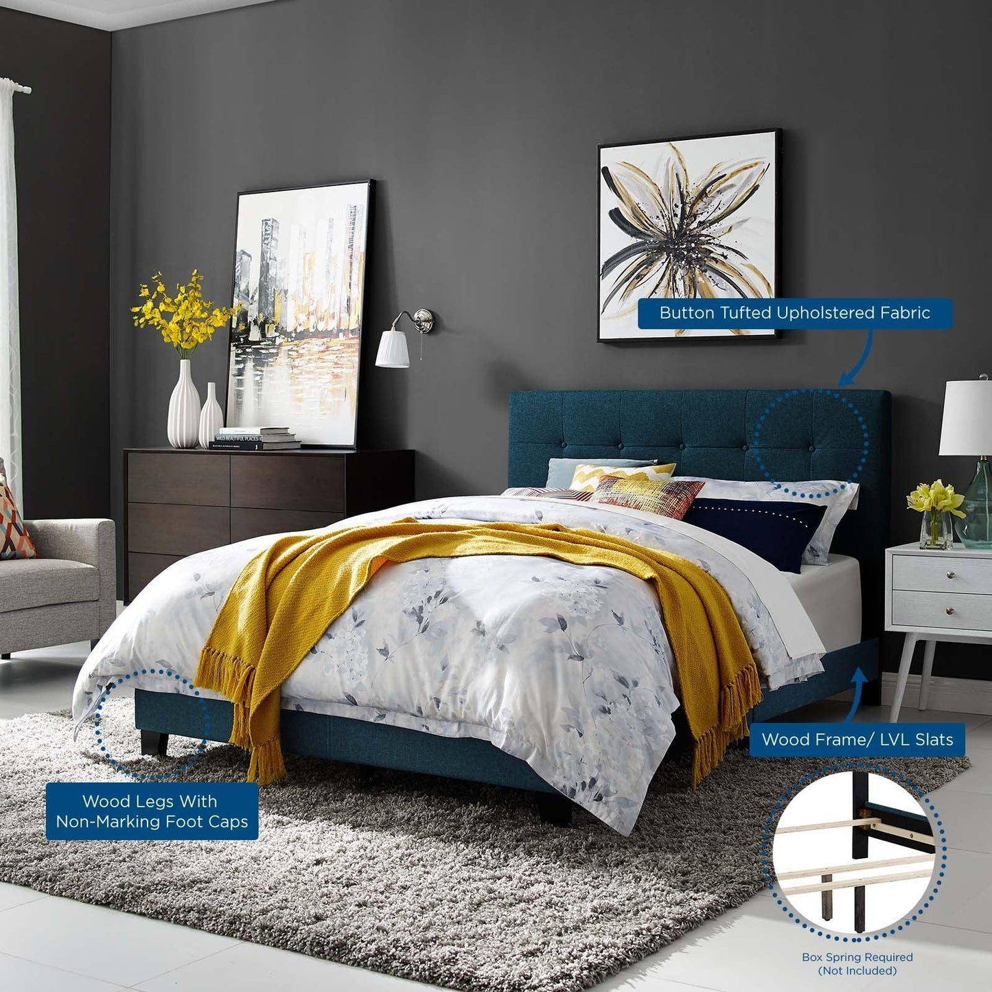Modway Amira Twin Upholstered Fabric Bed FredCo