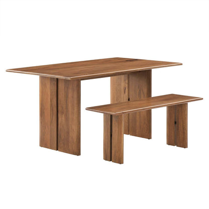 Modway Amistad 60" Wood Dining Table and Bench Set, EEI-6690 FredCo