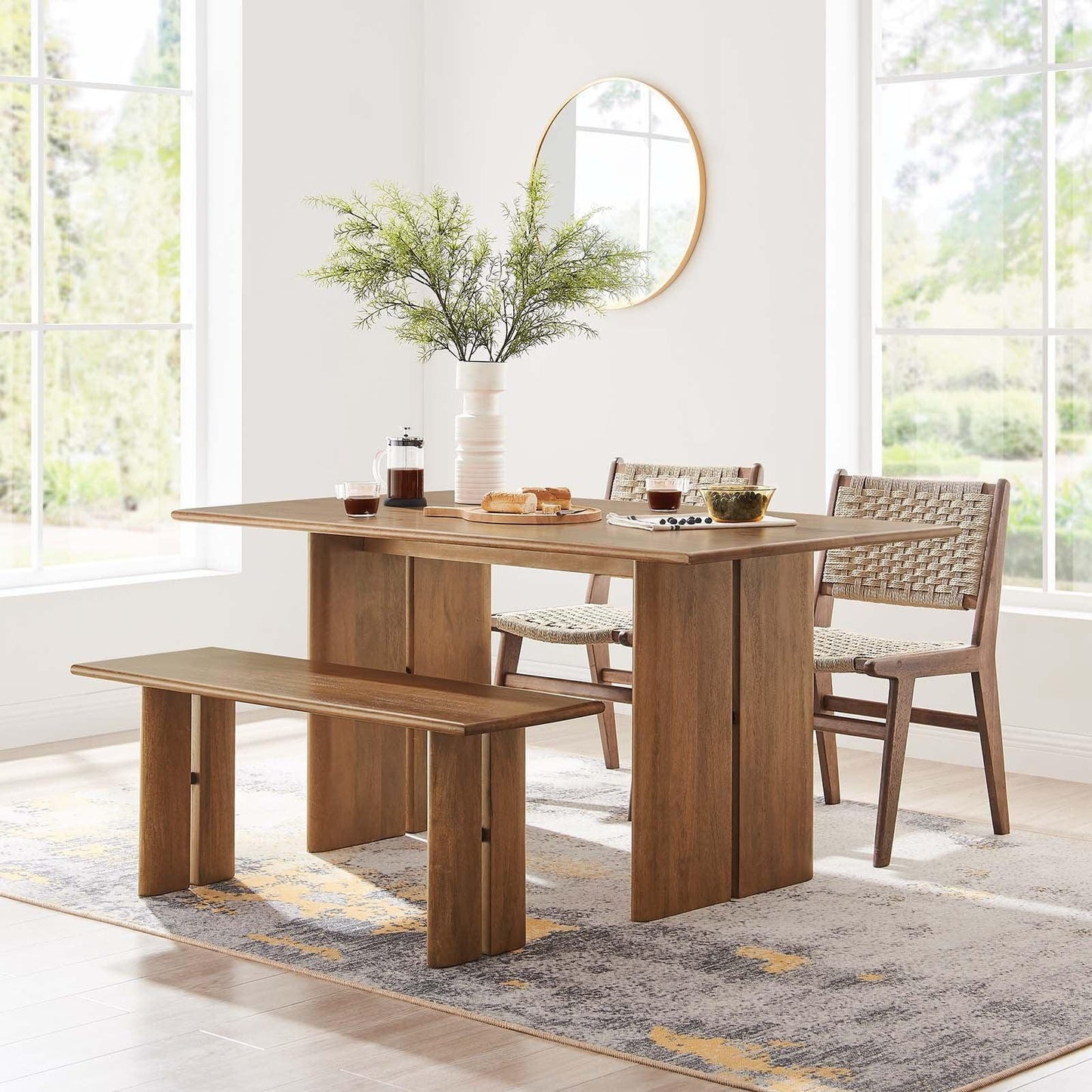 Modway Amistad 60" Wood Dining Table and Bench Set, EEI-6690 FredCo