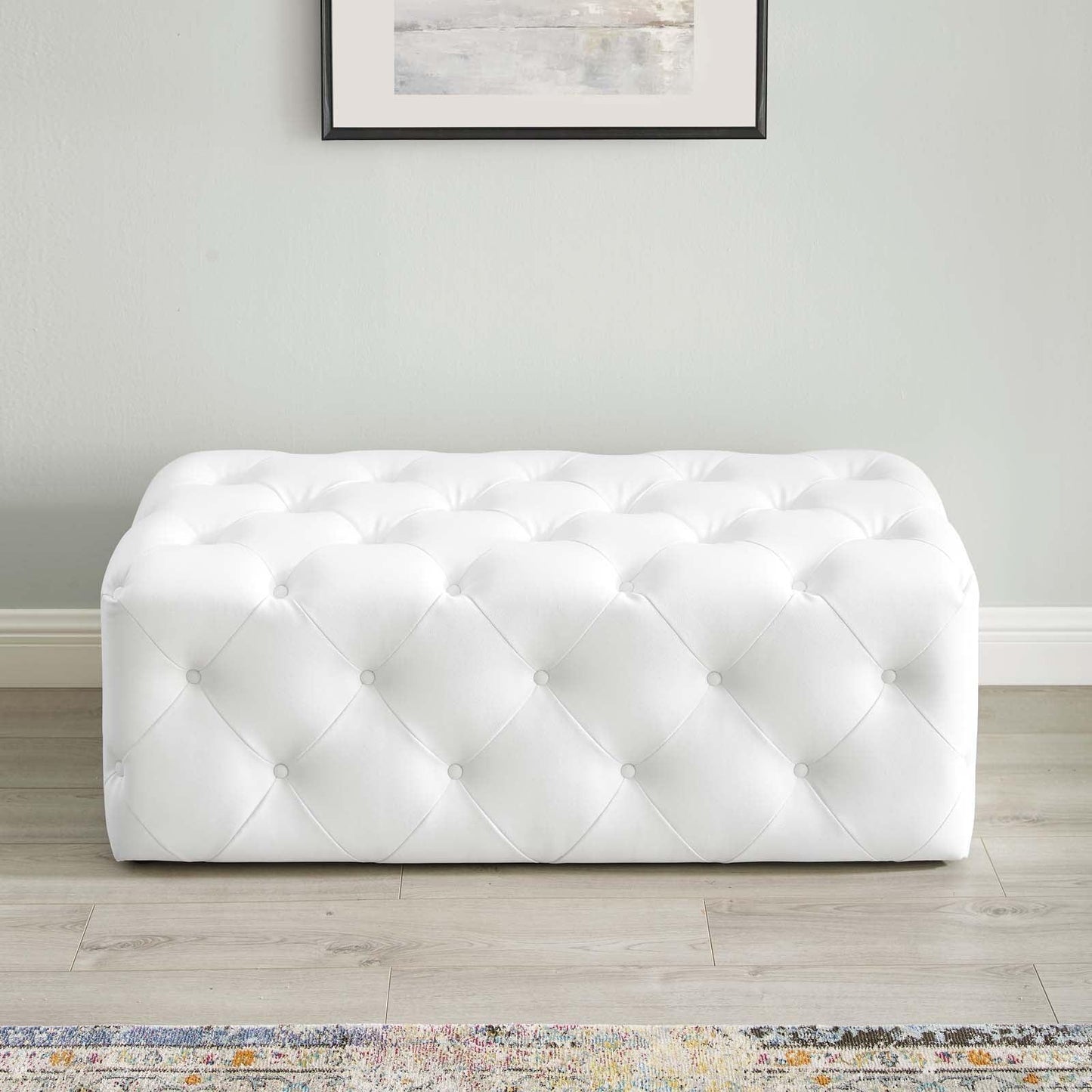 Modway Amour 48" Tufted Button Entryway Faux Leather Bench FredCo