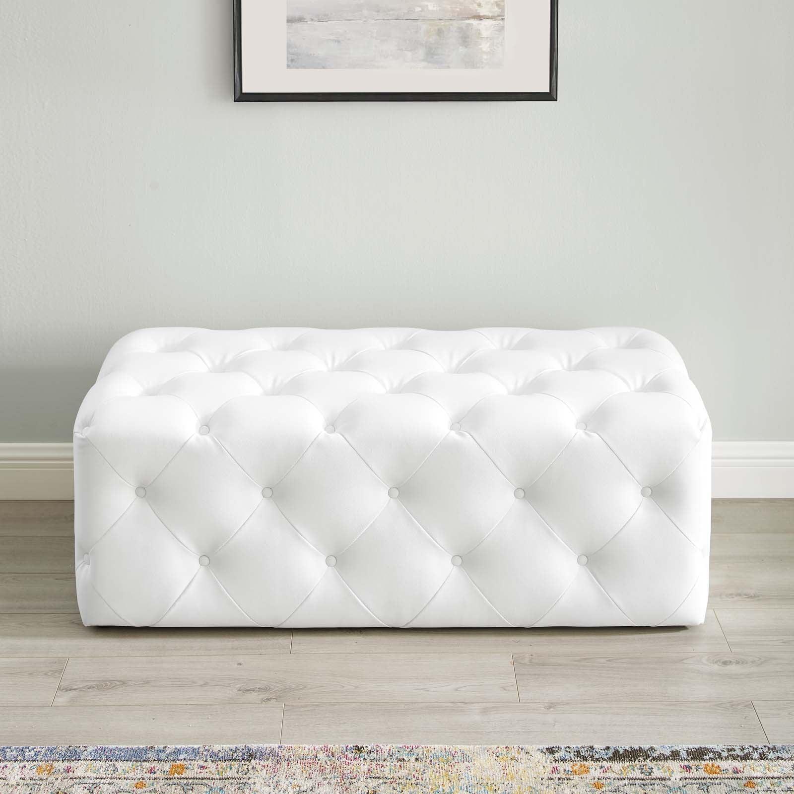 Modway Amour 48" Tufted Button Entryway Faux Leather Bench FredCo