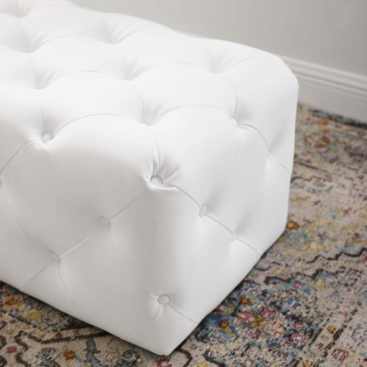 Modway Amour 48" Tufted Button Entryway Faux Leather Bench FredCo