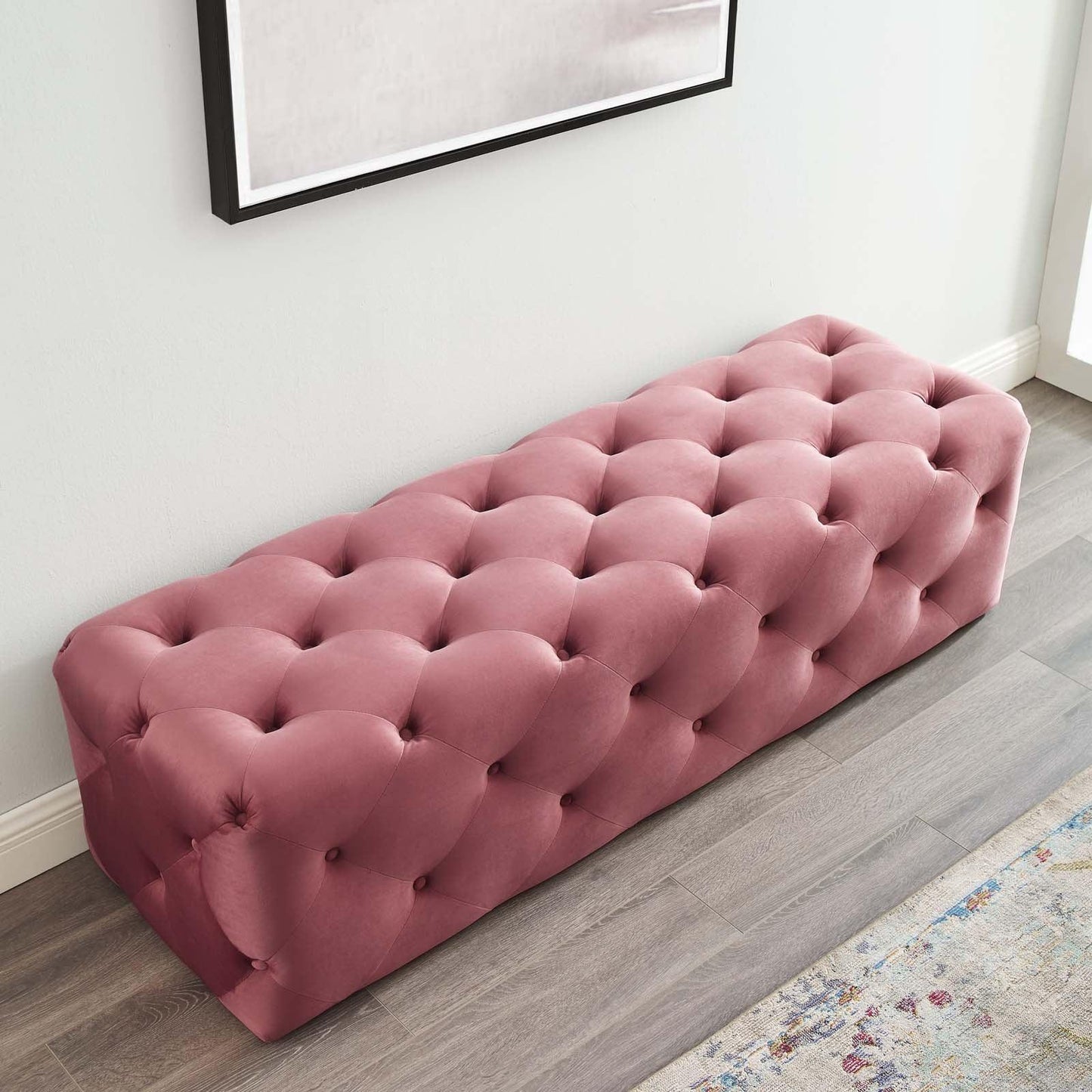 Modway Amour 60" Tufted Button Entryway Performance Velvet Bench FredCo