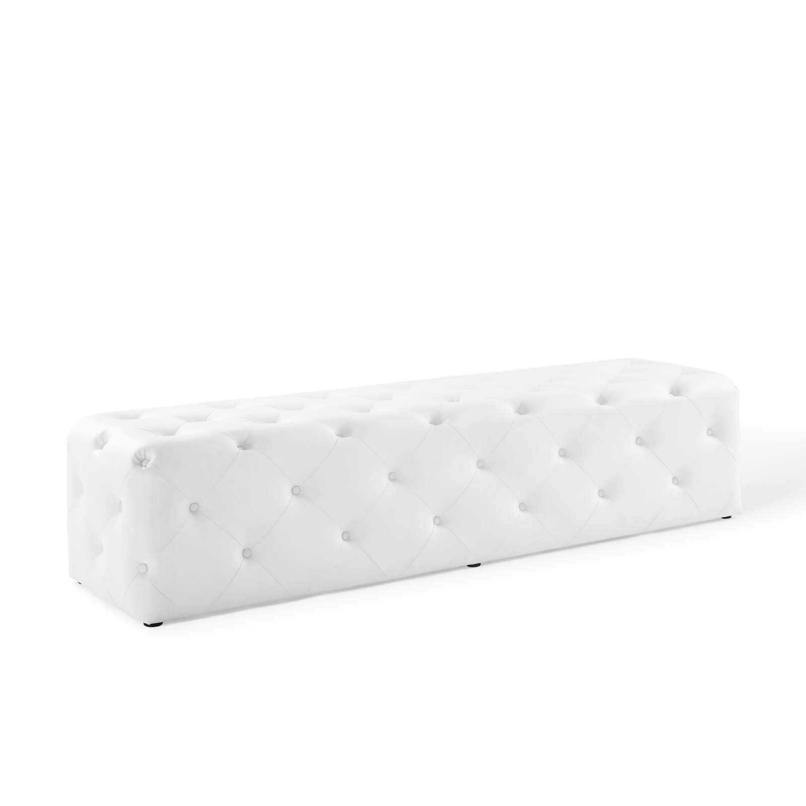 Modway Amour 72" Tufted Button Entryway Faux Leather Bench FredCo