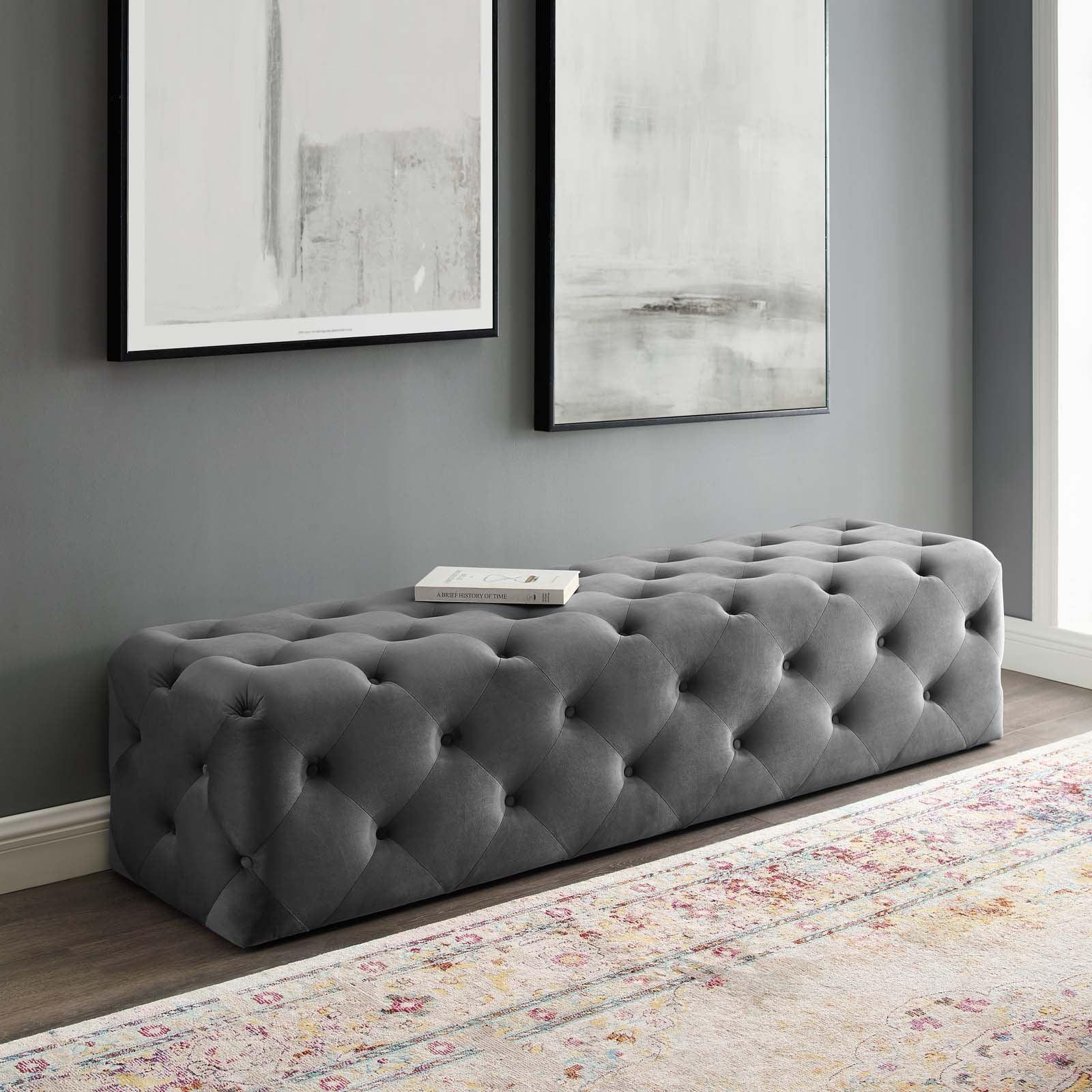Modway Amour 72" Tufted Button Entryway Performance Velvet Bench FredCo