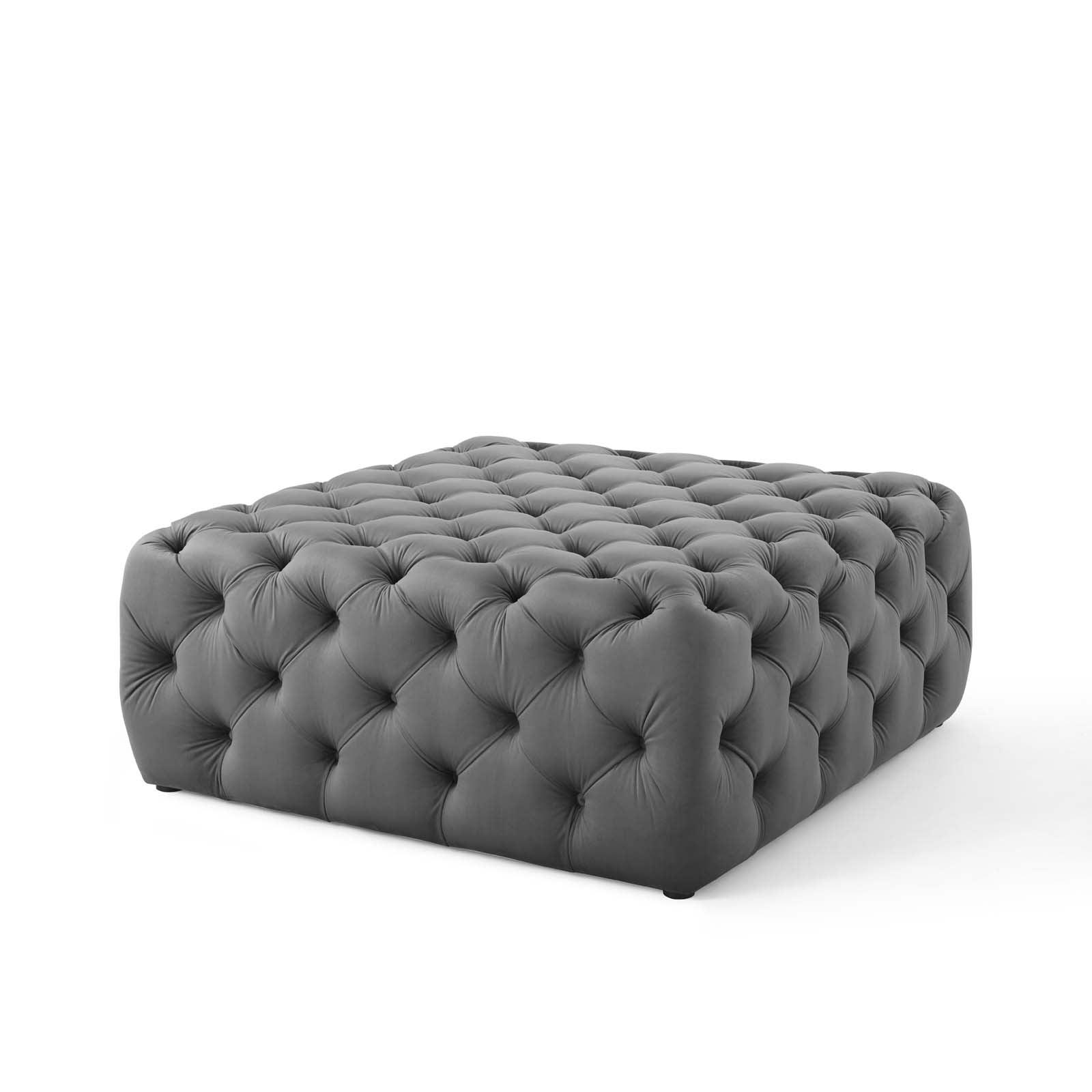 Modway Amour Tufted Button Large Square Performance Velvet Ottoman FredCo