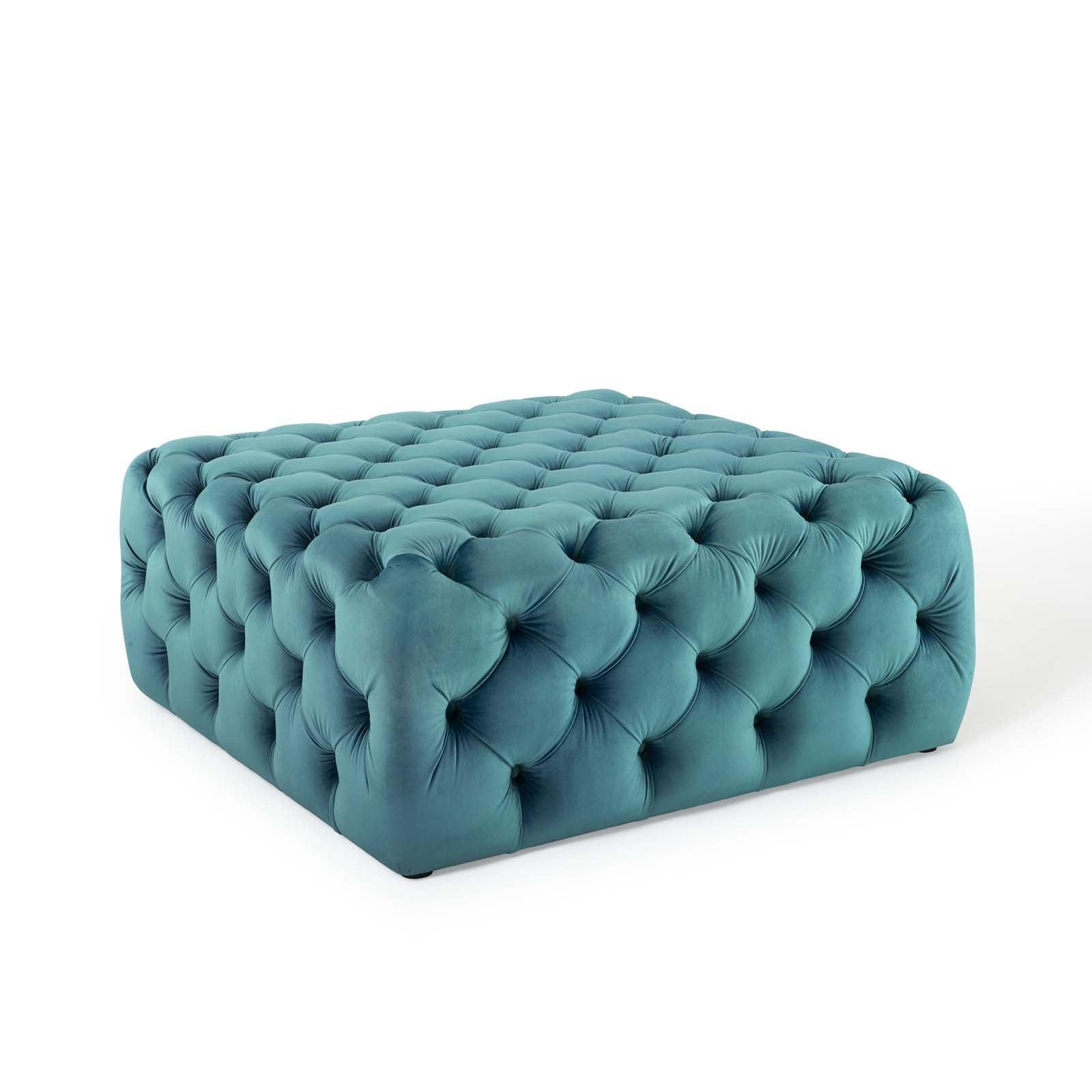 Modway Amour Tufted Button Large Square Performance Velvet Ottoman FredCo