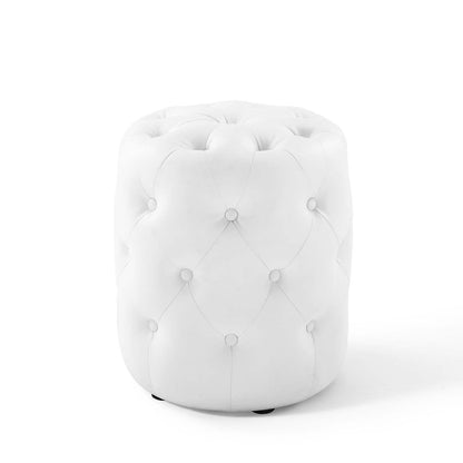 Modway Amour Tufted Button Round Faux Leather Ottoman FredCo
