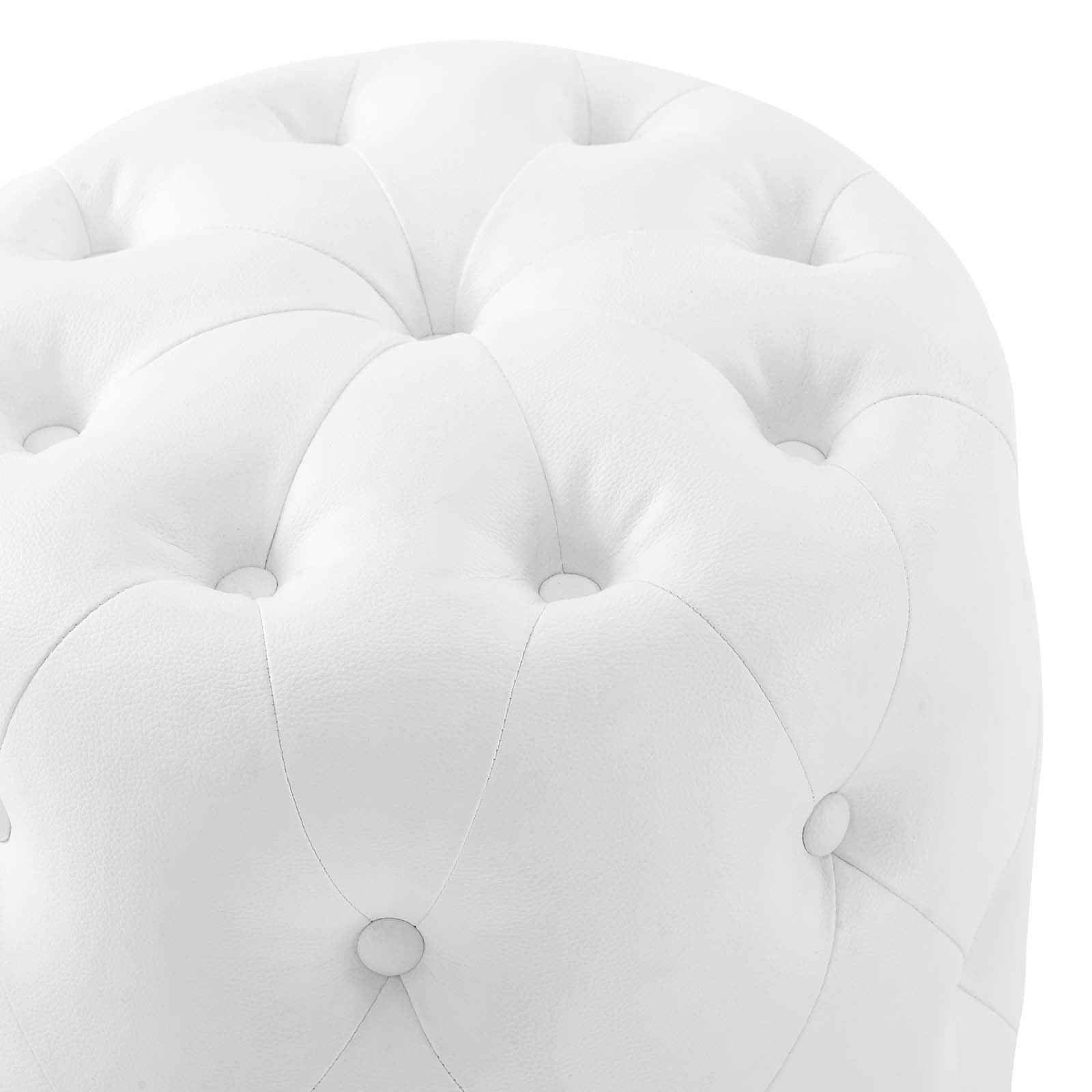 Modway Amour Tufted Button Round Faux Leather Ottoman FredCo