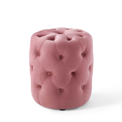 Modway Amour Tufted Button Round Performance Velvet Ottoman FredCo