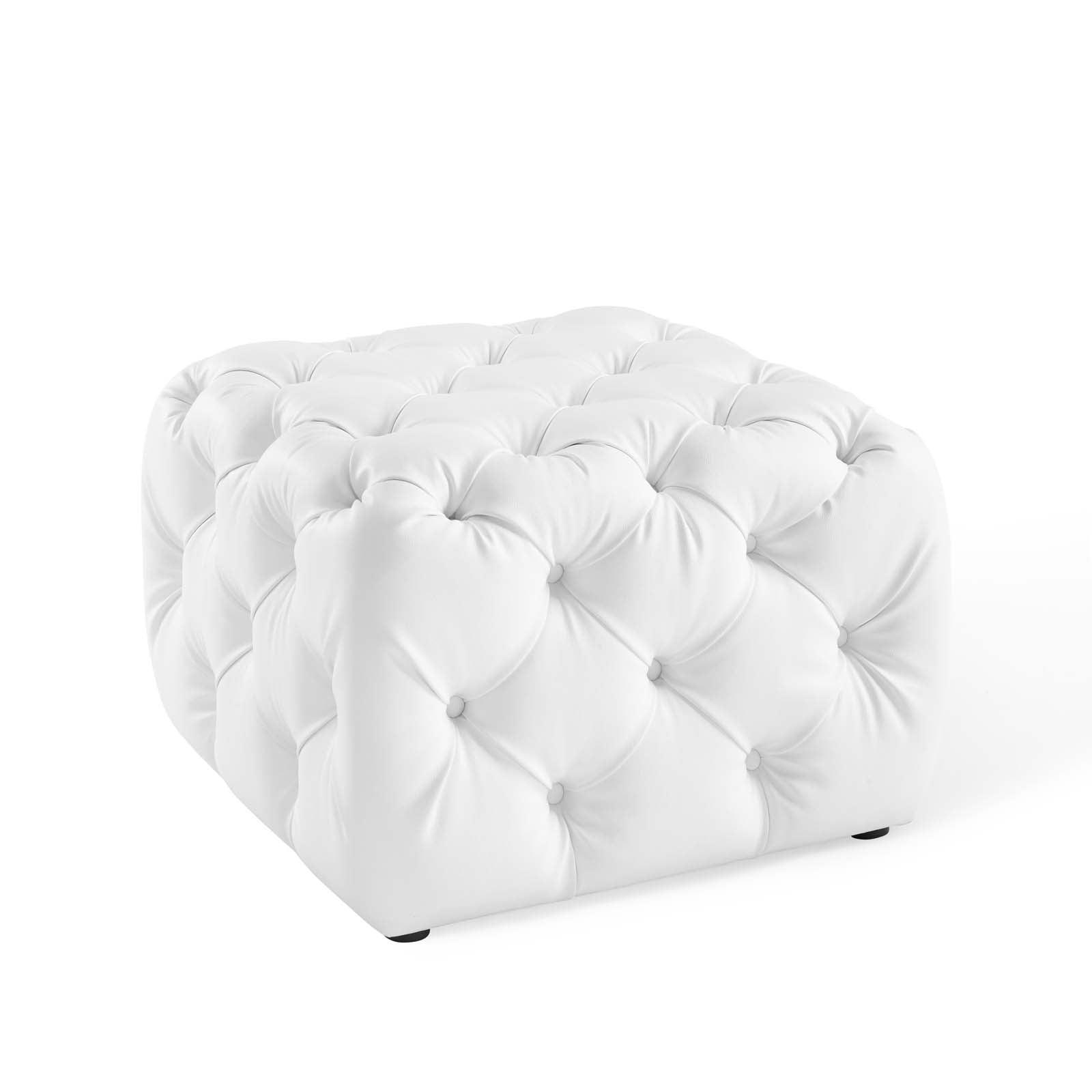 Modway Amour Tufted Button Square Faux Leather Ottoman FredCo