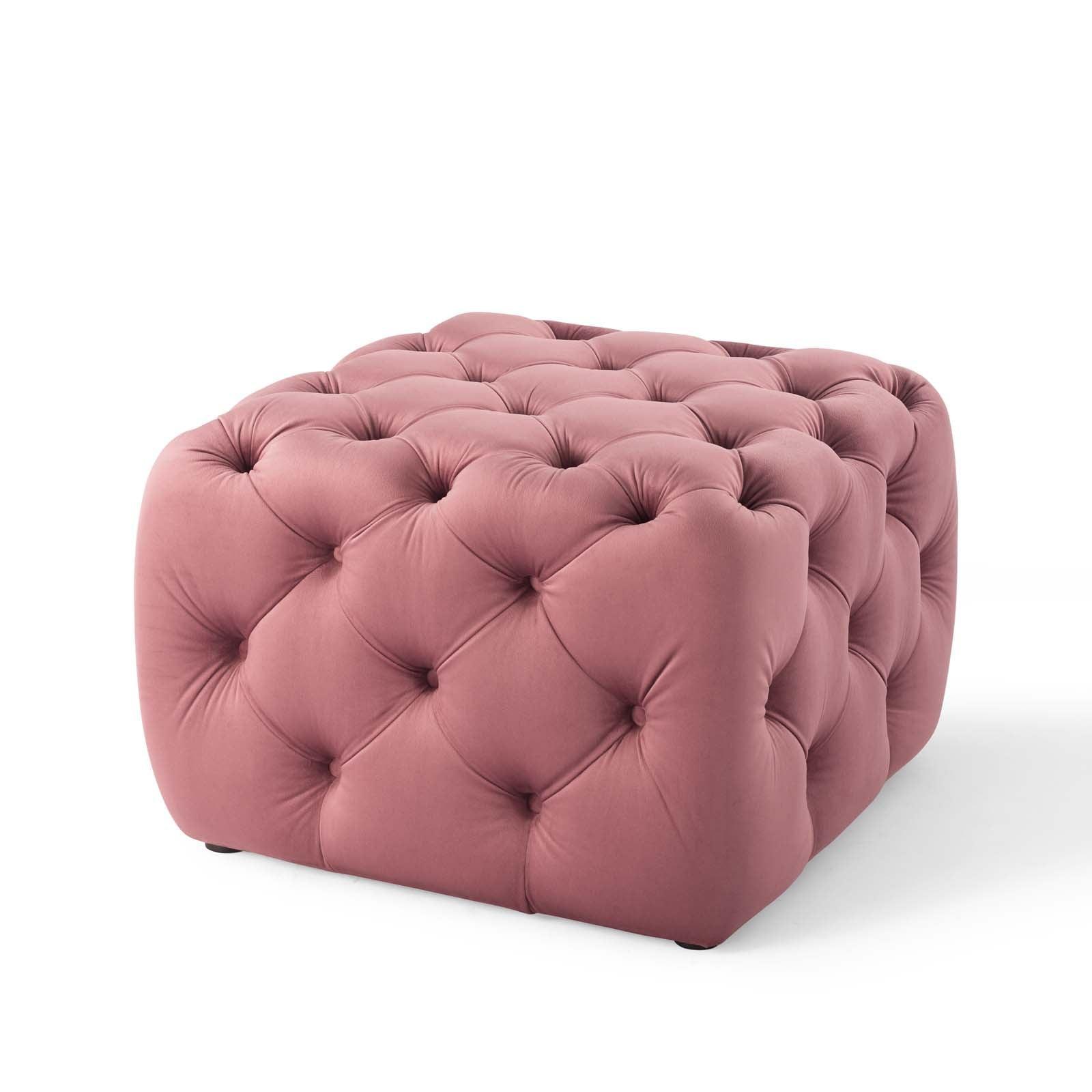 Modway Amour Tufted Button Square Performance Velvet Ottoman FredCo
