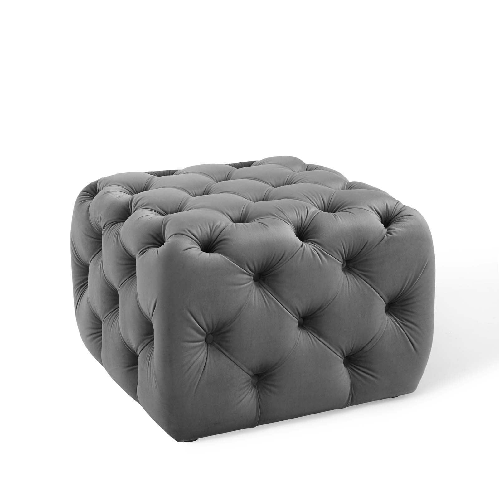 Modway Amour Tufted Button Square Performance Velvet Ottoman FredCo