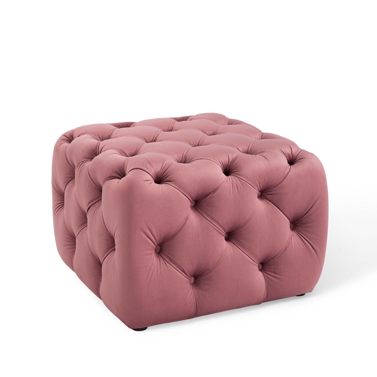 Modway Amour Tufted Button Square Performance Velvet Ottoman FredCo