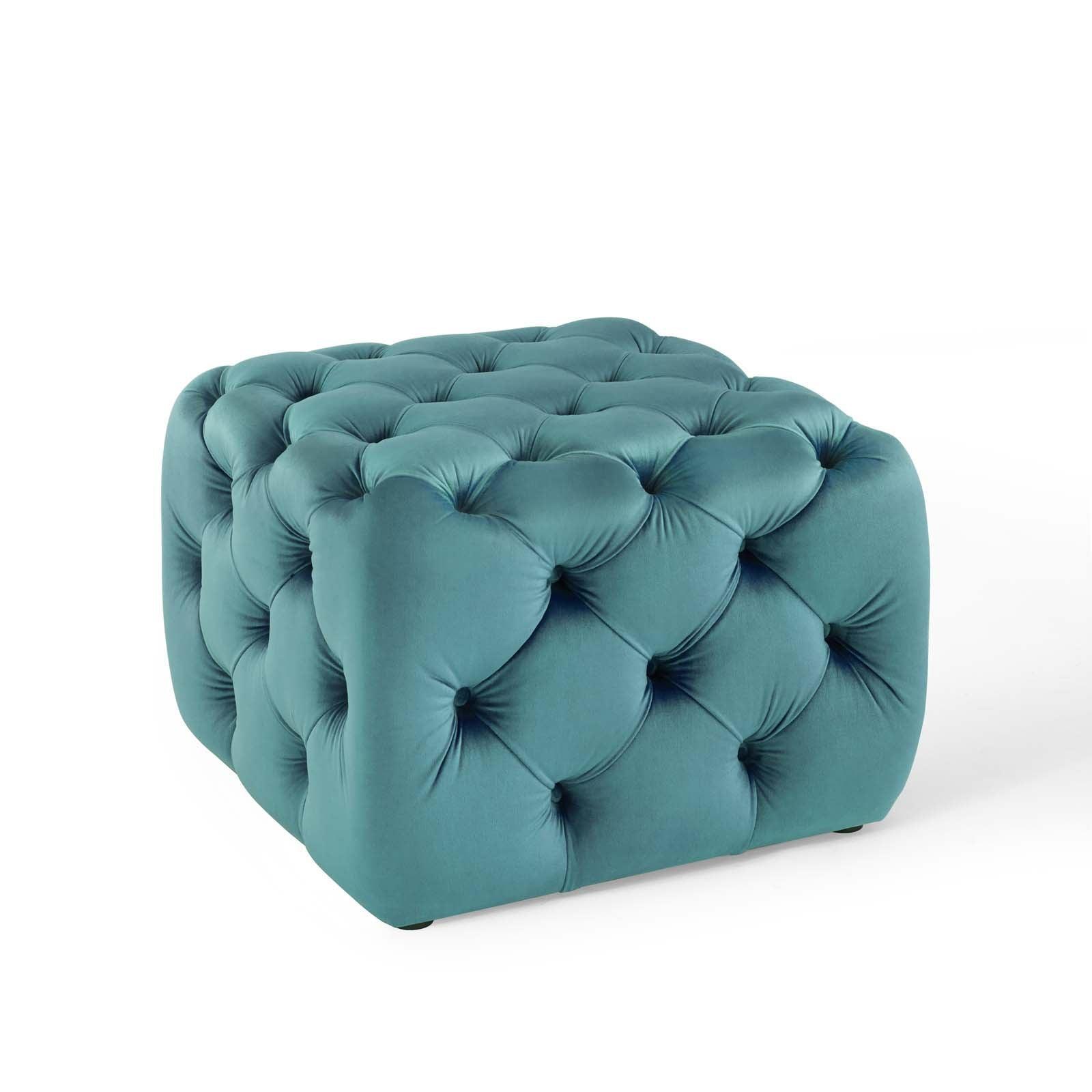 Modway Amour Tufted Button Square Performance Velvet Ottoman FredCo