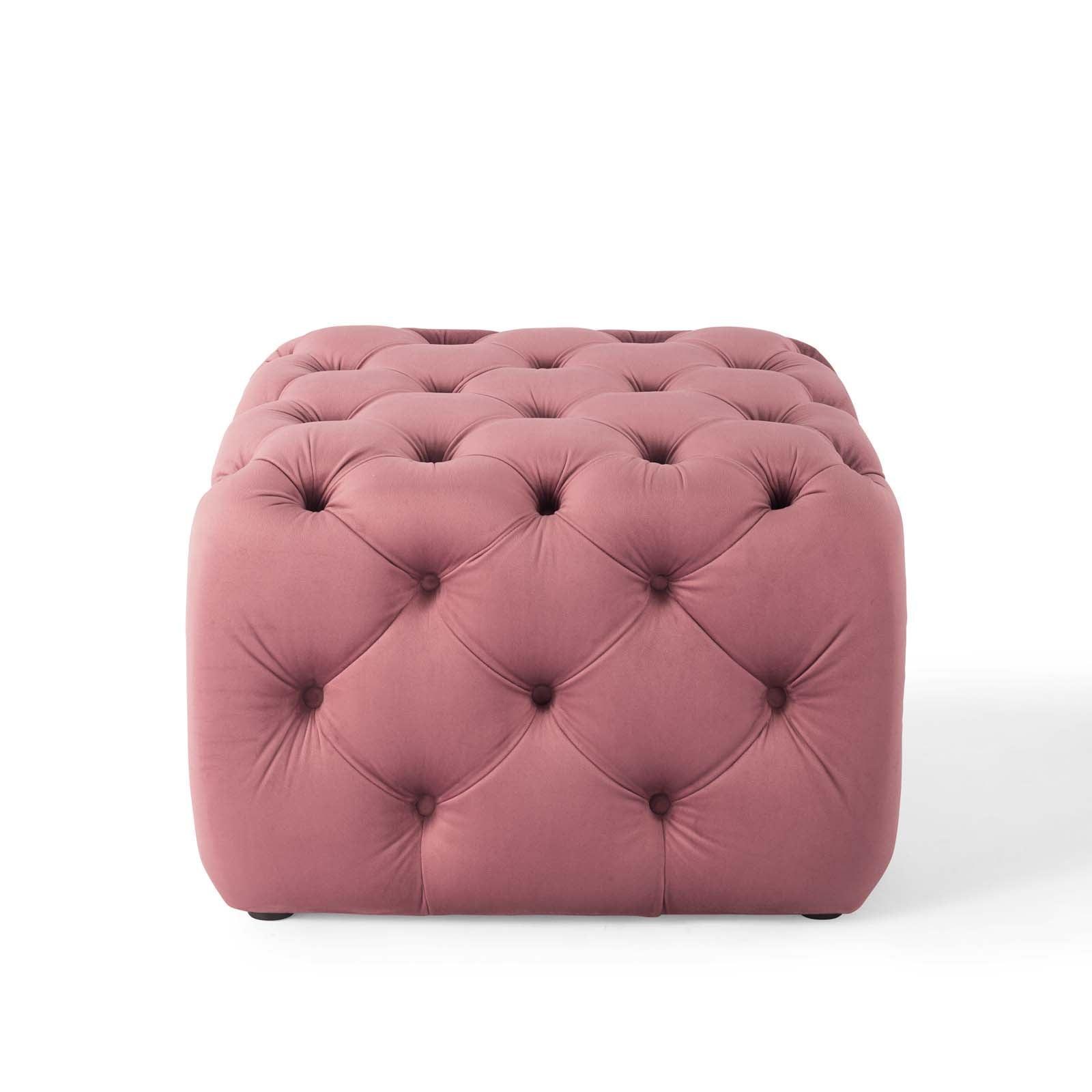 Modway Amour Tufted Button Square Performance Velvet Ottoman FredCo