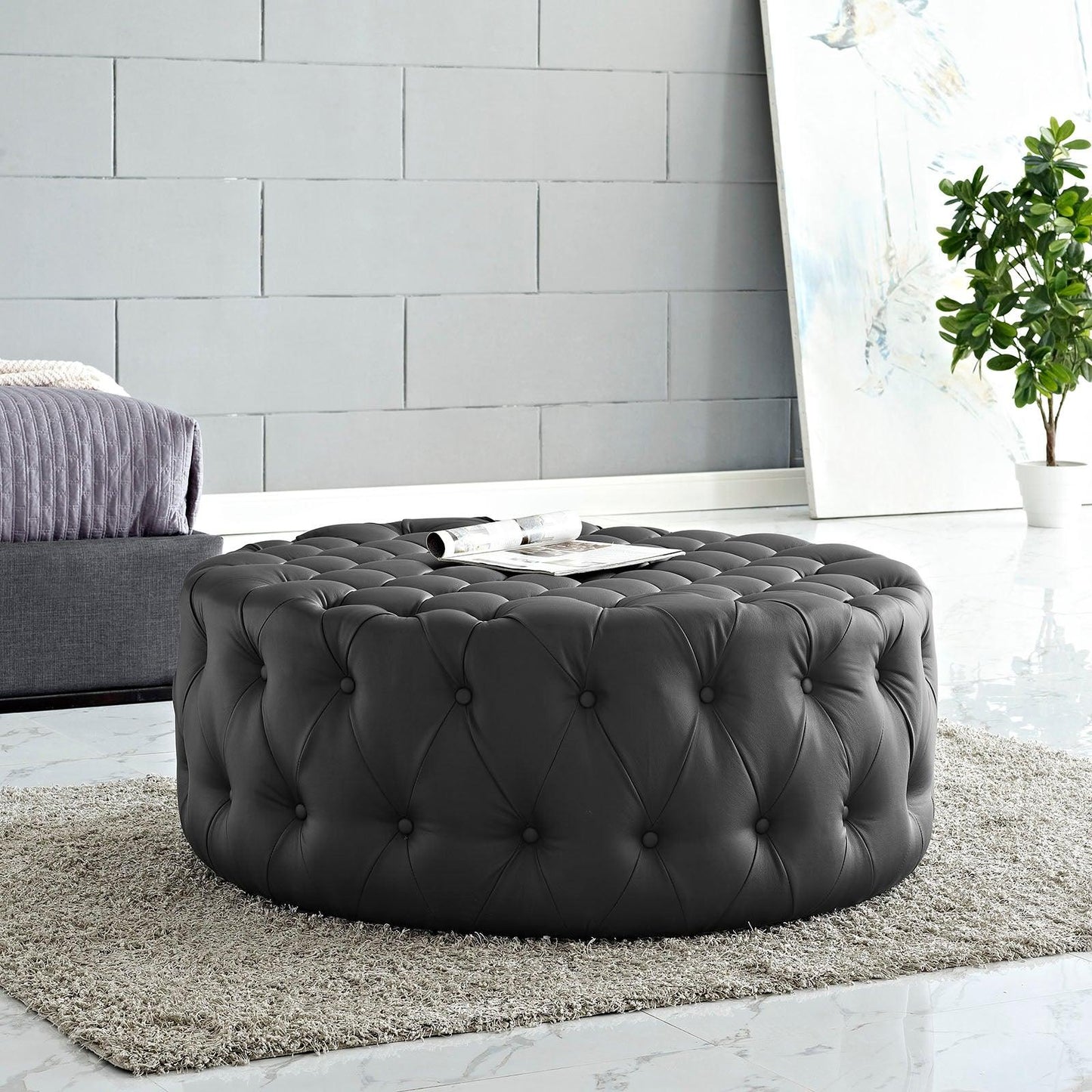 Modway Amour Upholstered Vinyl Ottoman FredCo