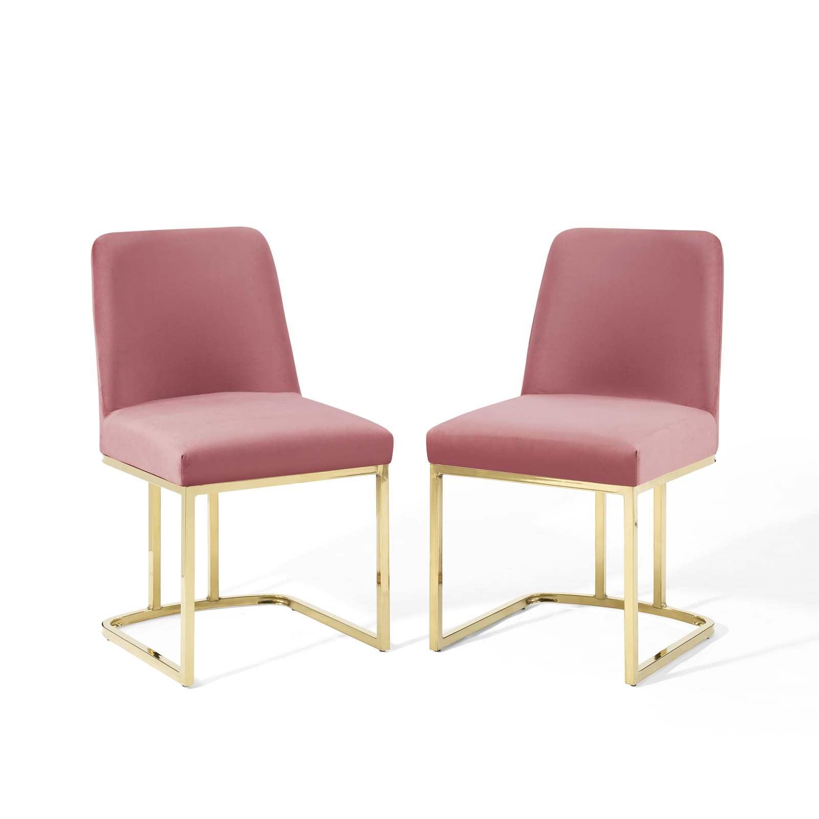 Modway Amplify Sled Base Performance Velvet Dining Chairs - Set of 2 FredCo