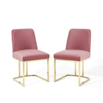 Modway Amplify Sled Base Performance Velvet Dining Chairs - Set of 2 FredCo