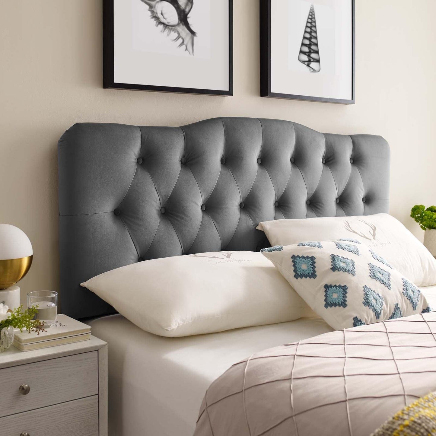 Modway Annabel King Diamond Tufted Performance Velvet Headboard FredCo