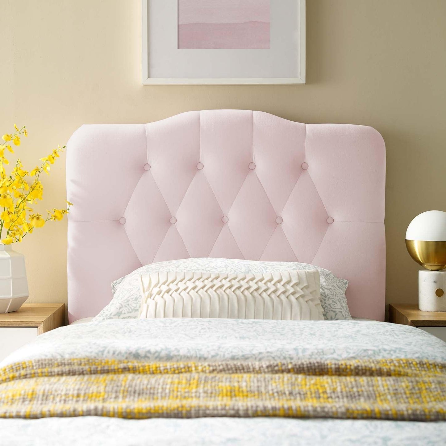 Modway Annabel Twin Diamond Tufted Performance Velvet Headboard FredCo